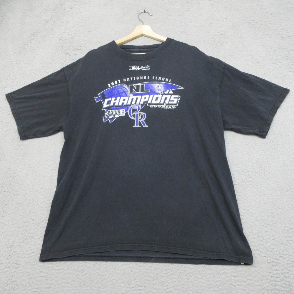 Colorado Rockies World Series 2007 NL Champions T Shirt Mens XL Black MLB Merch